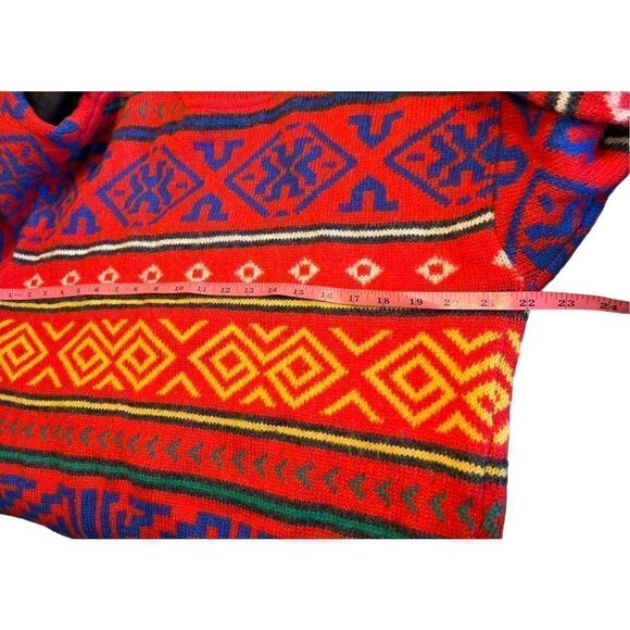 Claiborne 100% wool 80’s 90’s vibrant funky Aztec southwestern tribal large - Picture 5 of 5